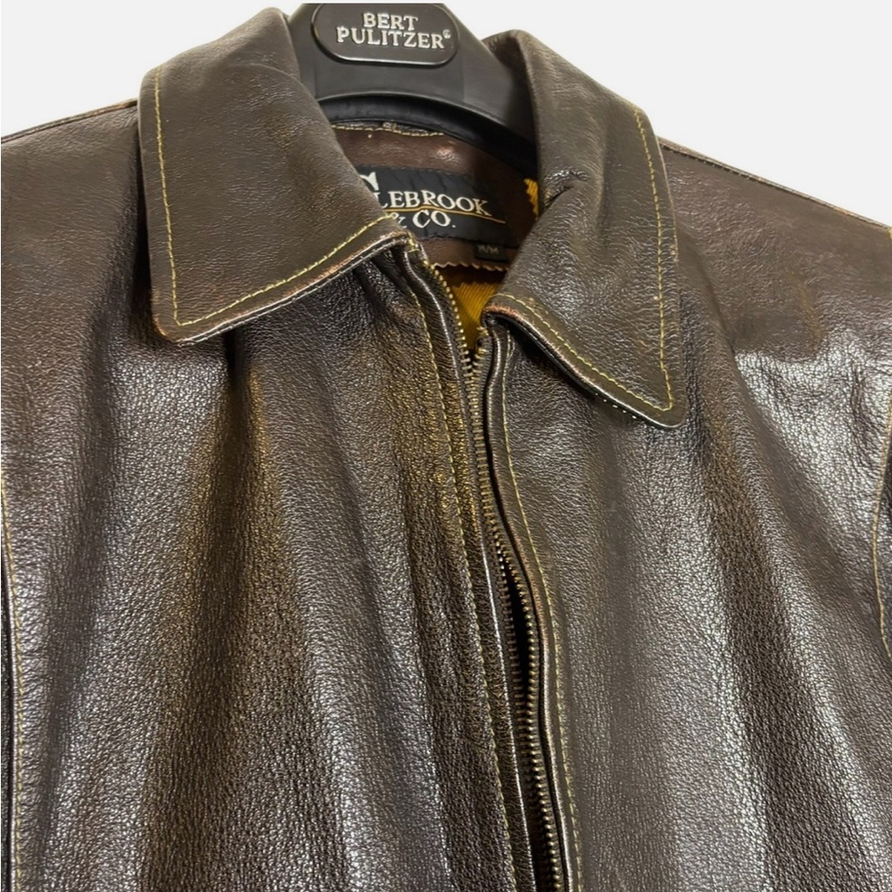 Rare Vintage 90s Brown Distressed Leather Jacket Women's M Moto Biker - Picture 11 of 15